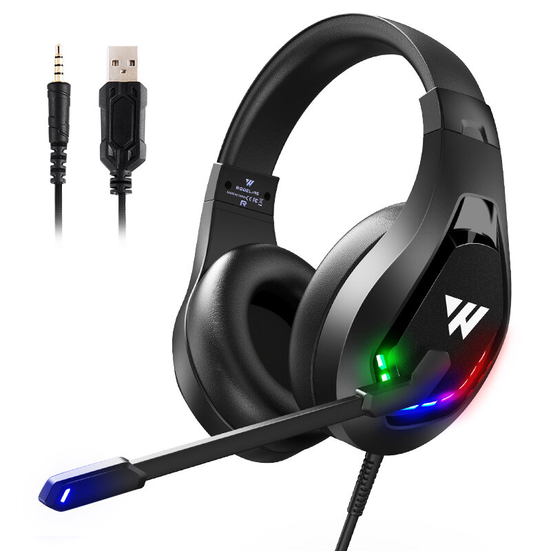 WINTORY M6 RGB Gaming Hoofdtelefoon 50mm Driver 3D Stereo Surround Noise Cancelling Bedrade Headset 