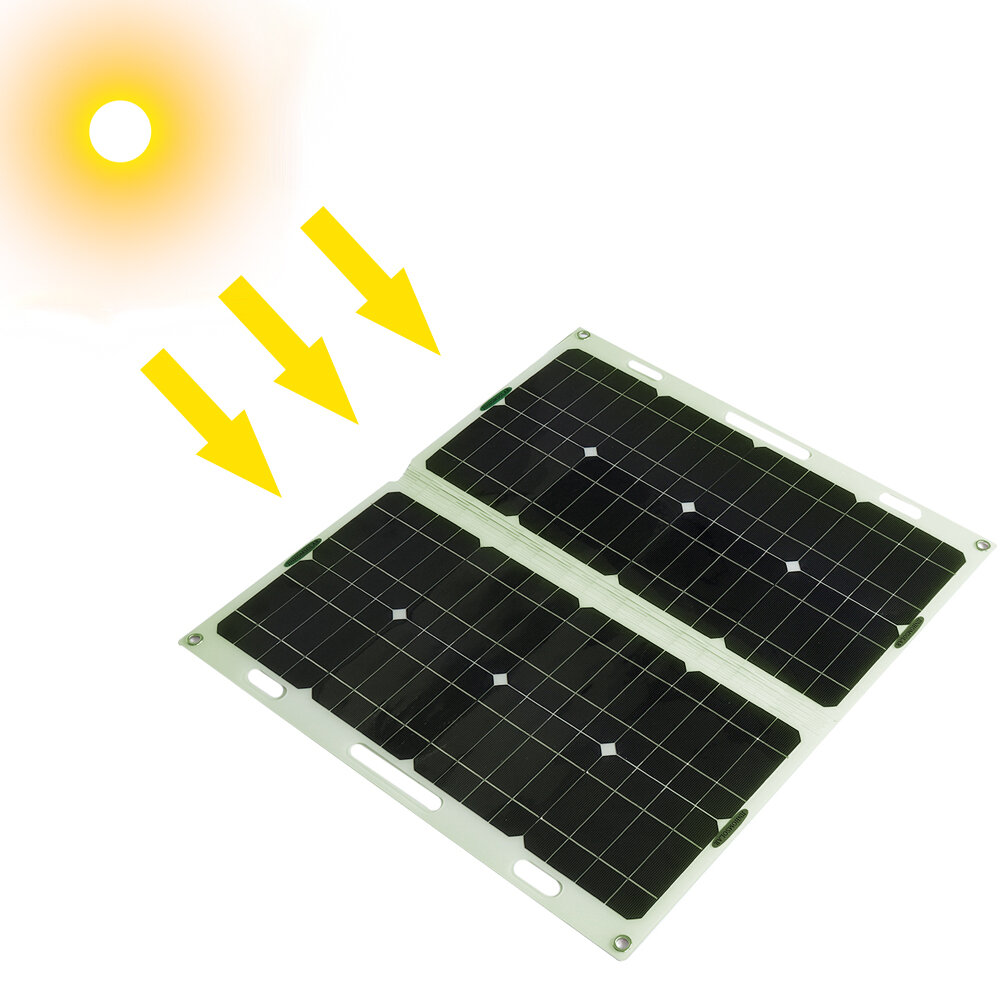20W 18V Portable Solar Panel Foldable Solar Power Bank Luminous Power Generator LED Flashlight Charger Camping Travel