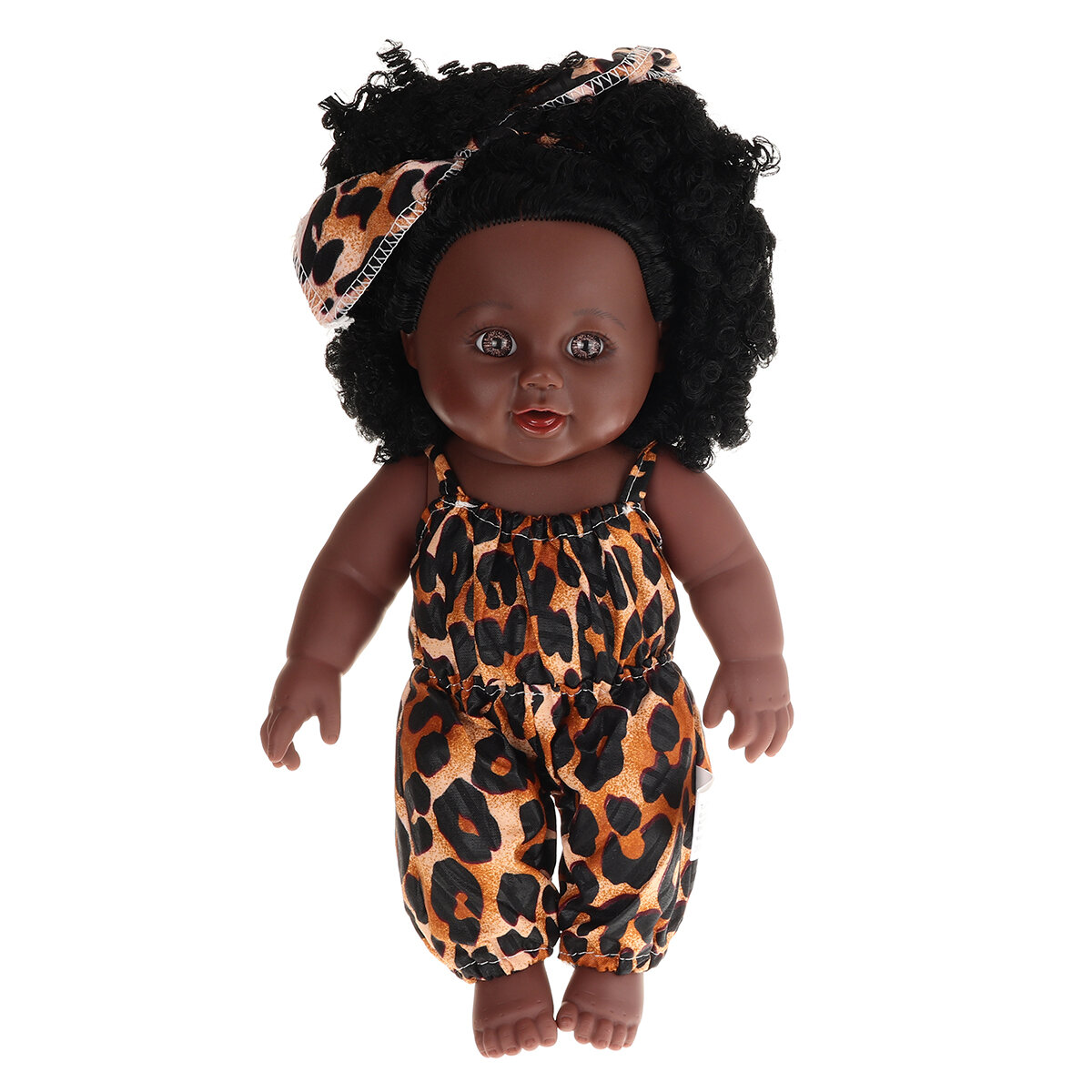 12Inch Simulation Soft Silicone Vinyl PVC Black Baby Fashion Doll Rotate 360° African Girl Perfect Reborn Doll Toy for B