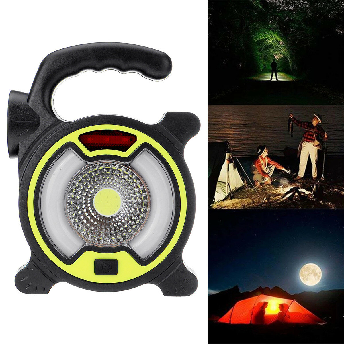 Lampe de travail COB 150LM 4 modes, lampe de poche rechargeable USB de 200m pour la pêche et le camping en plein air