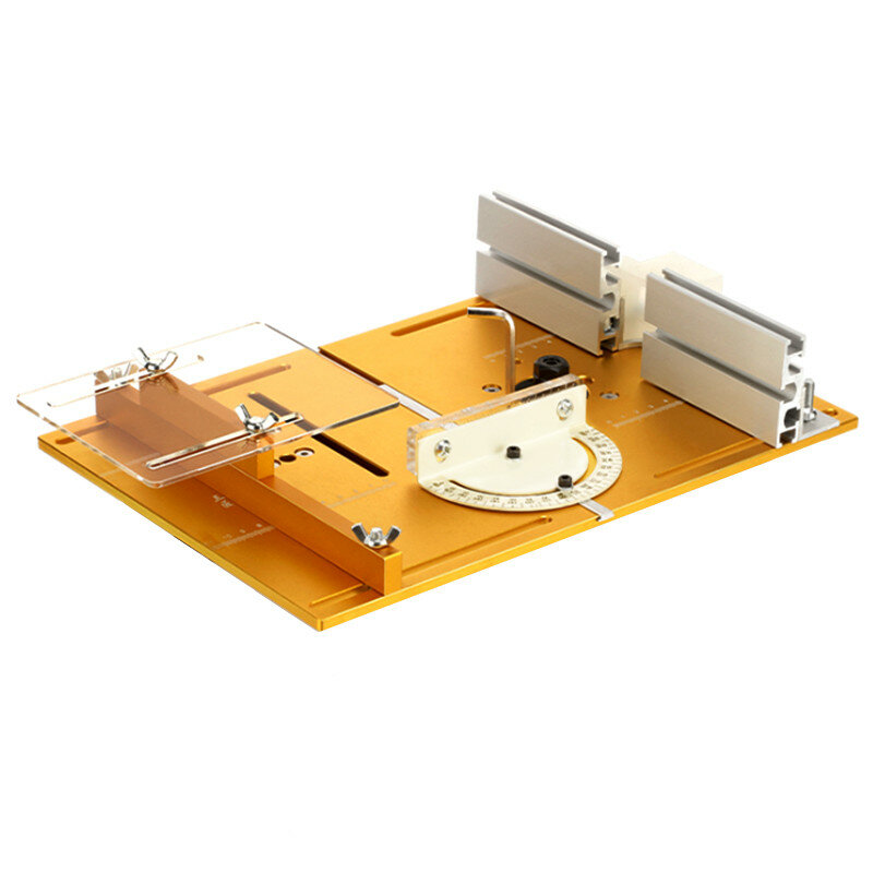 Router Table Insert Plate Workbench Circular Saw Flip Cover Plate with Miter Gauge Guide Aluminium Profile Fence Sliding