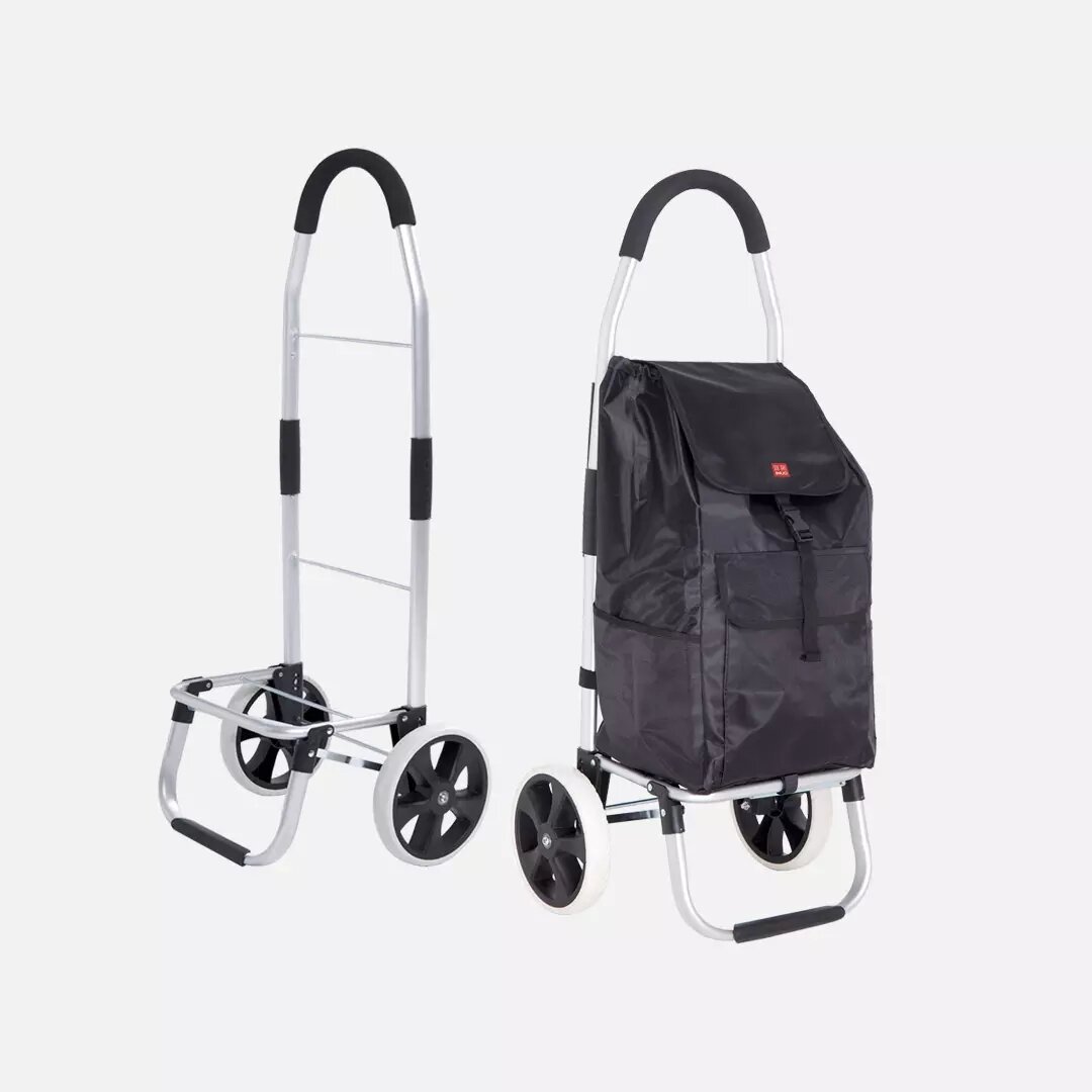From 40L Folding Shopping Cart Max Load 50kg Double Wheel Shopping Bag with Rolling Swivel Wheels