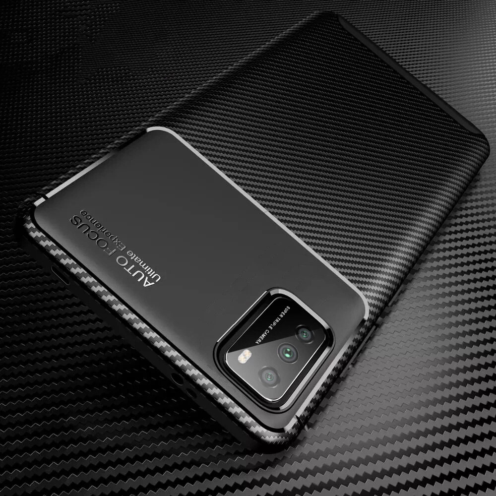 Bakeey for POCO M3 Case Luxury Carbon Fiber Pattern Shockproof Silicone Protective Case
