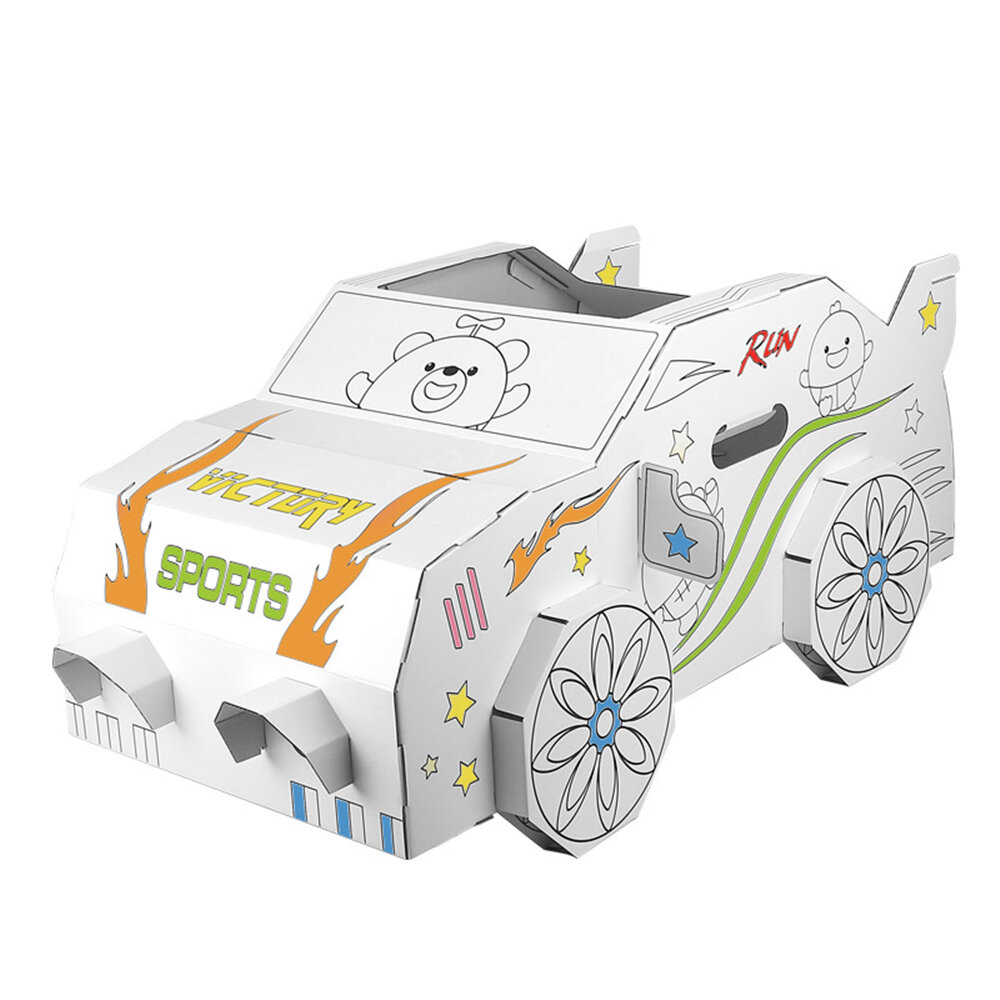 Kids DIY Doodle Handgeschilderde Graffiti Car 3D Art Craft Monteer educatief speelgoed Creatieve cad