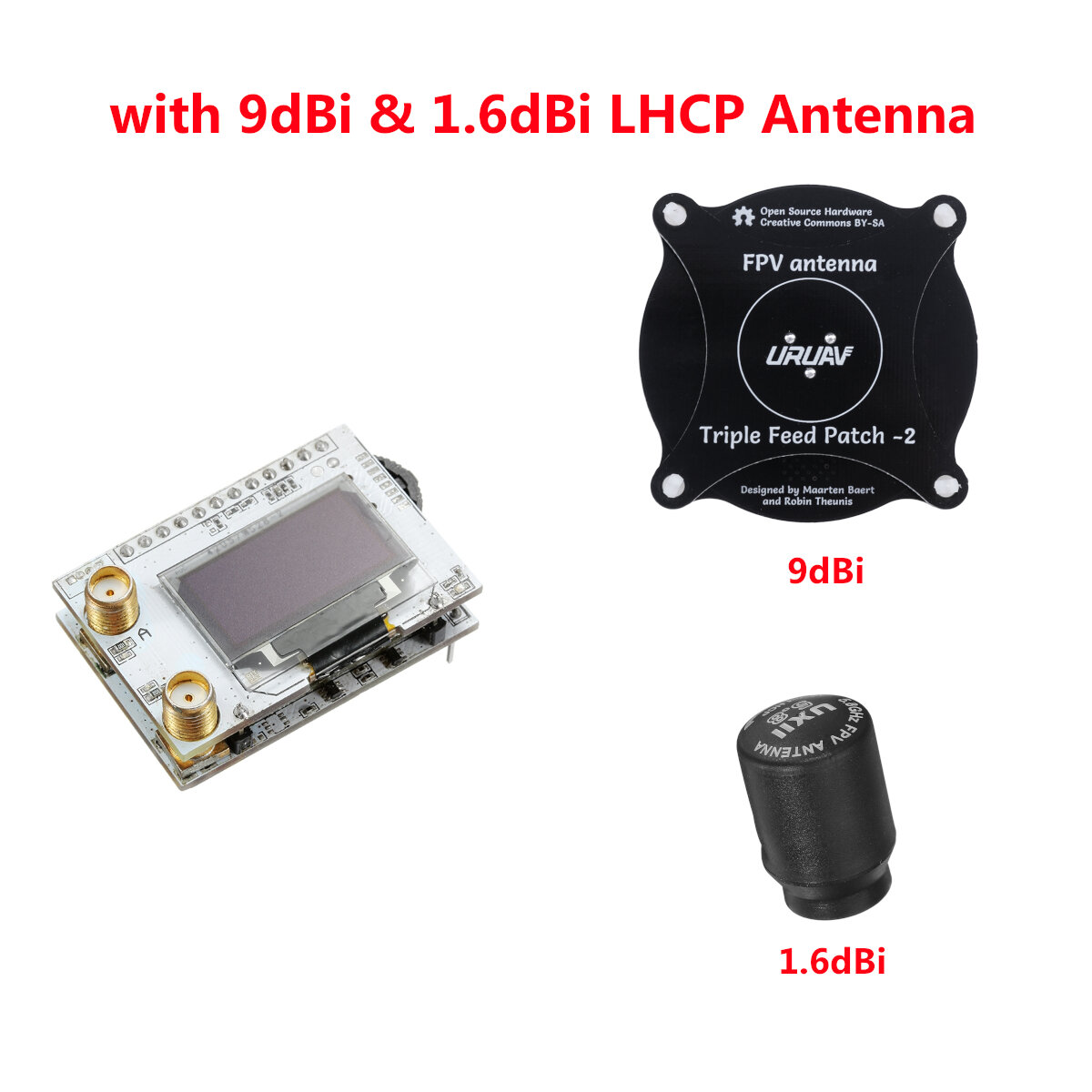 Eachine PRO58 RX Diversity 40CH 5.8G RP-SMA + 9dBi 1.6dBi LHCP Antenna