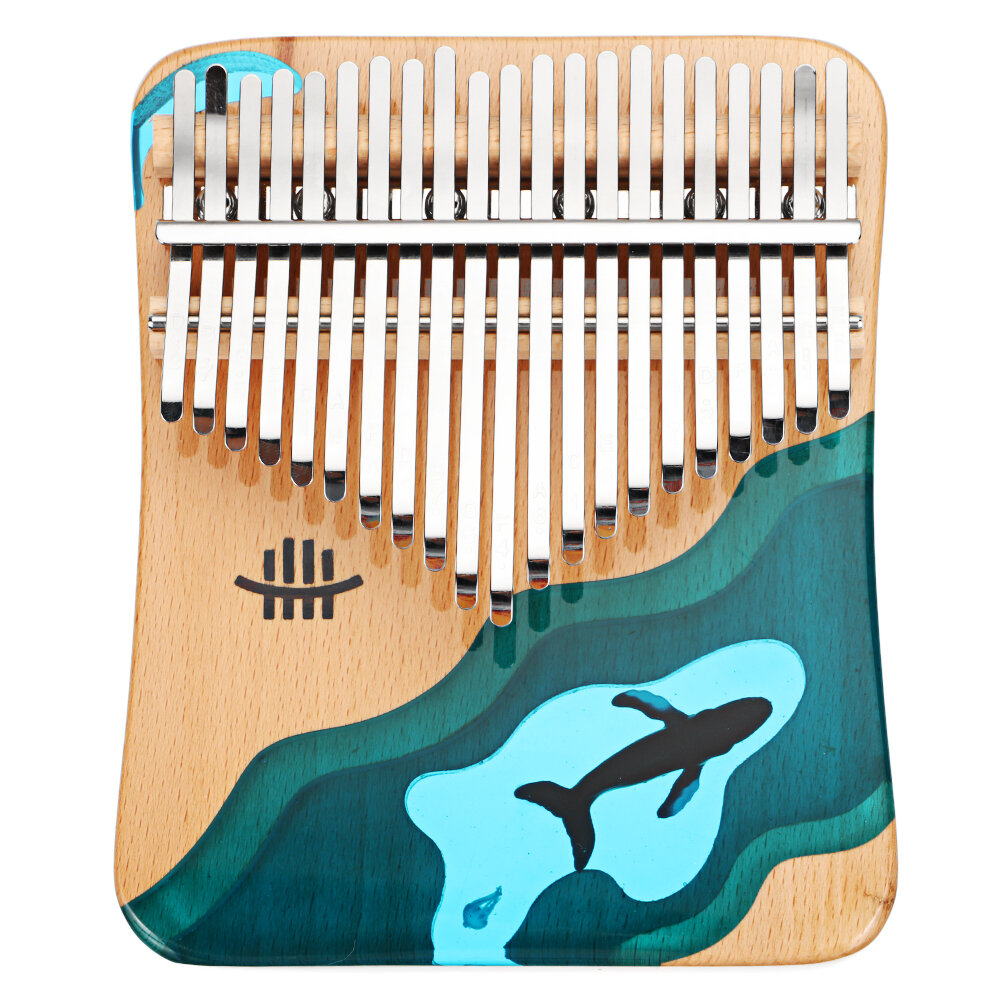 Hluru 17 Keys Solid Wood Kalimba Thumb Piano Finger Percussion Musical Toys With Tuning Hammer