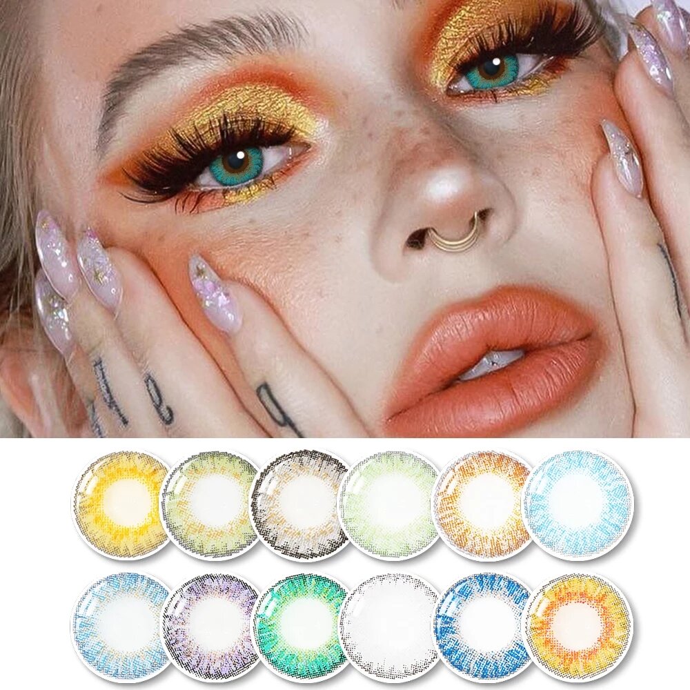 

1 Pair Contact Lenses With Color Lenses For Eyes Three Tone Series Yearly Cosmetics Natural Muticolored Lenses