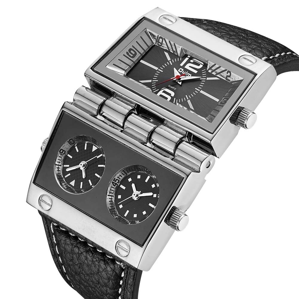 Fashion Casual Leather Men Vintage Watch Decorated Pointer Three-dial Creative Quartz Watch