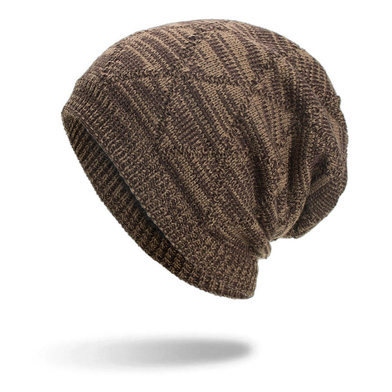 Winter Plaid Plus Velvet Earmuffs Knitted Sweater Hat