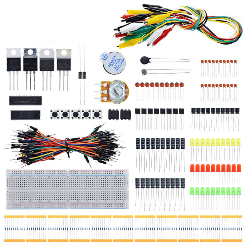 

Suitable for UN0 R3 Component Package Crocodile Clip Set Basic Components Kit for Beginner Electronic Component
