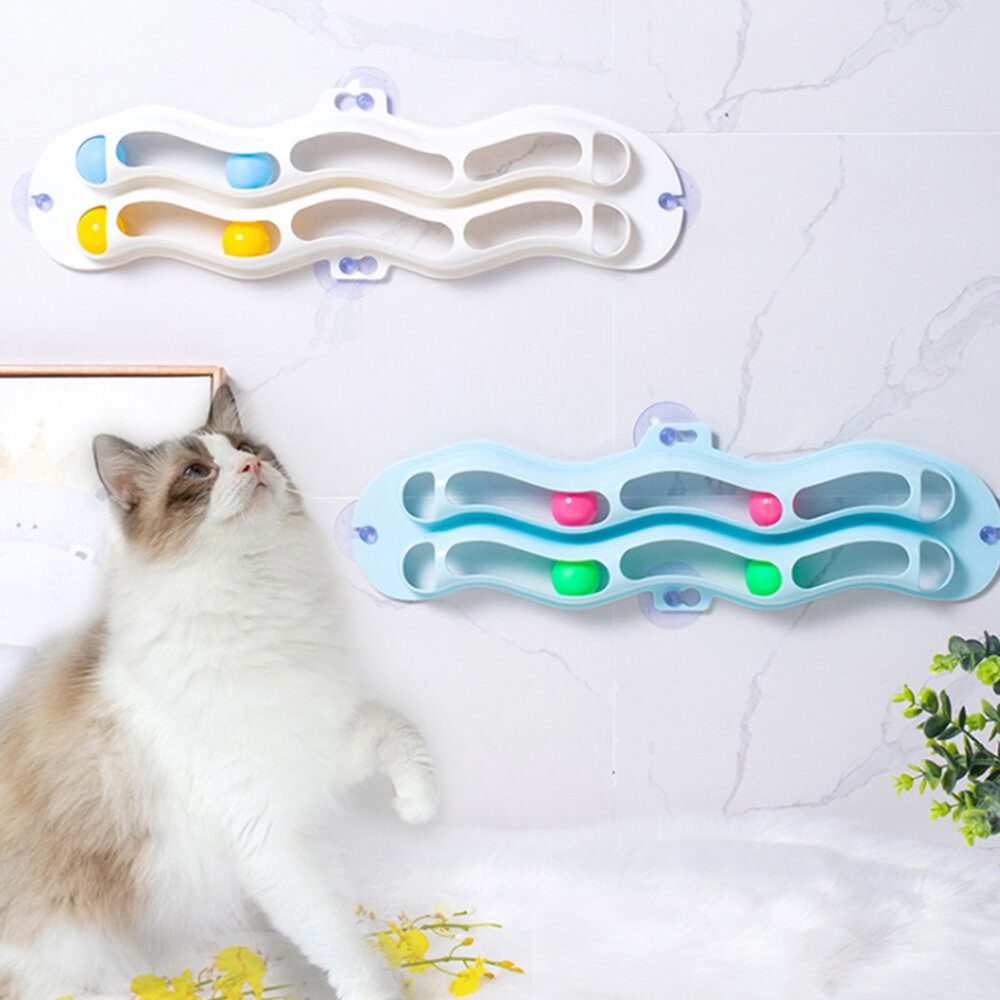 

Pet Cat Funny Ball Toy Windows Sucker Cat Toy Play Pipe With Balls Cat Toy Track Play Tunnel for Pet Toys Products