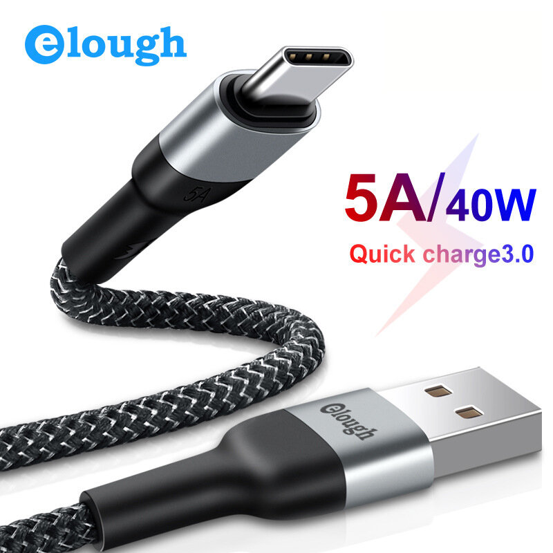 Elough 40W USB-A naar USB-C-kabel 5A Snel opladen Snel opladen Datatransmissie Snoer Lijn 0,5 m / 1 