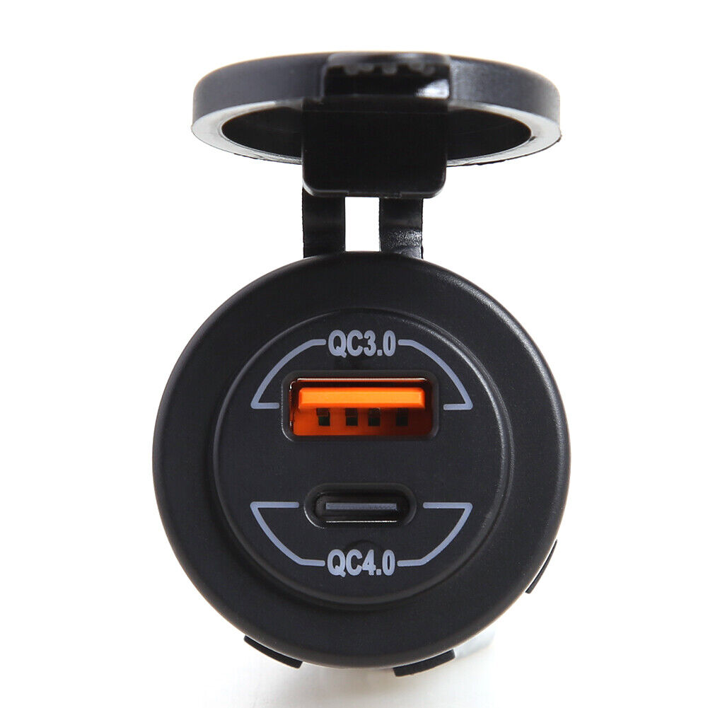 

12-24V QC3.0 QC4.0 Двойное зарядное устройство для автомобиля с двумя портами USB, разъем Type C быстрой зарядки, водоне