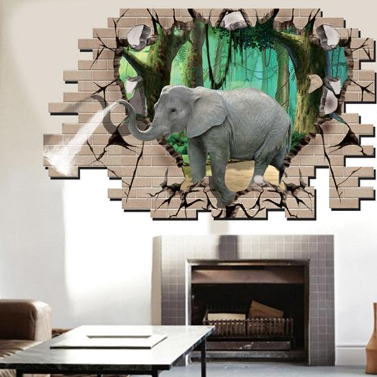 

3D Elephant Forest Гостиная Спальня Животные Этаж Главная Фон Декорация стены Креативные наклейки