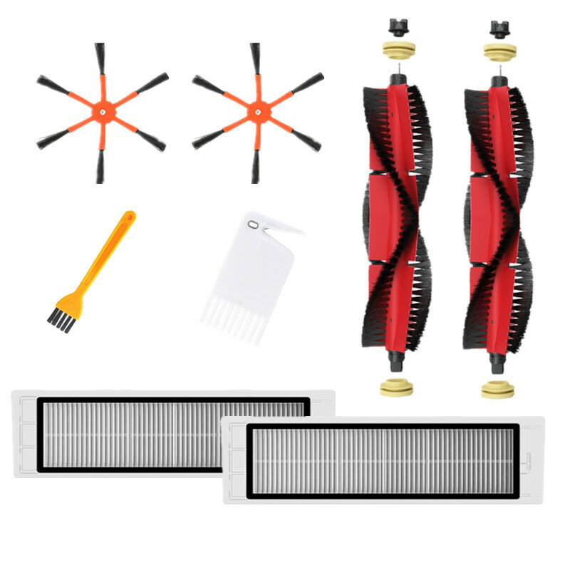8pcs Replacements for XIAOMI Roborock S6 S55 Vacuum Cleaner Parts Accessories Main Brushes*2 Side Brushes*2 HEPA Filters