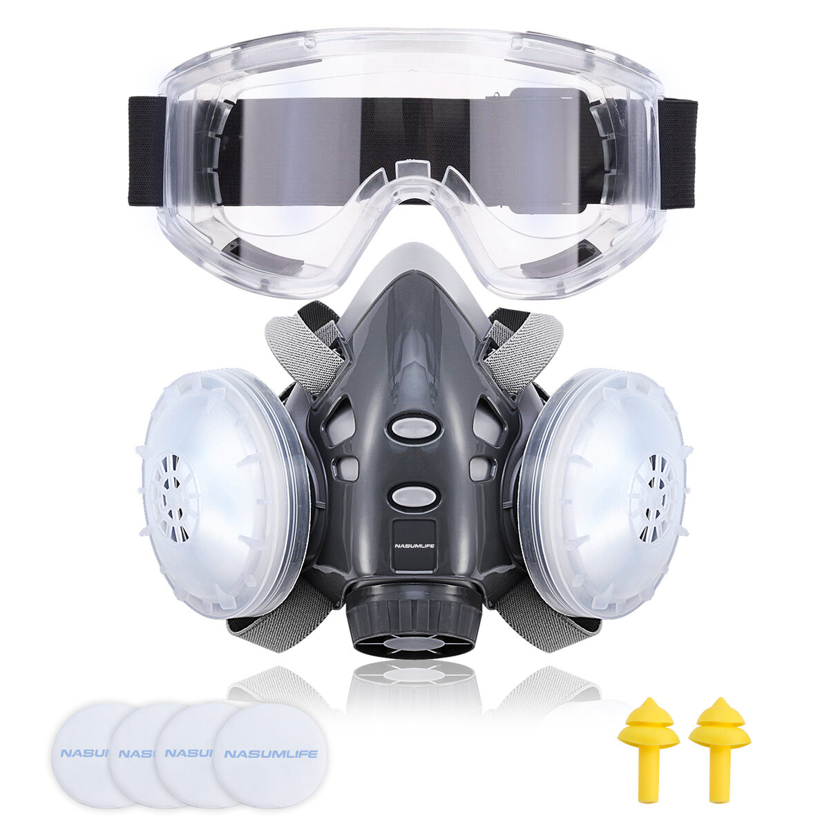 

308 Respiratory Face Cover Mask Reusable Glasses Goggle for Dust Protection Polishing with Ear Plugs Filters