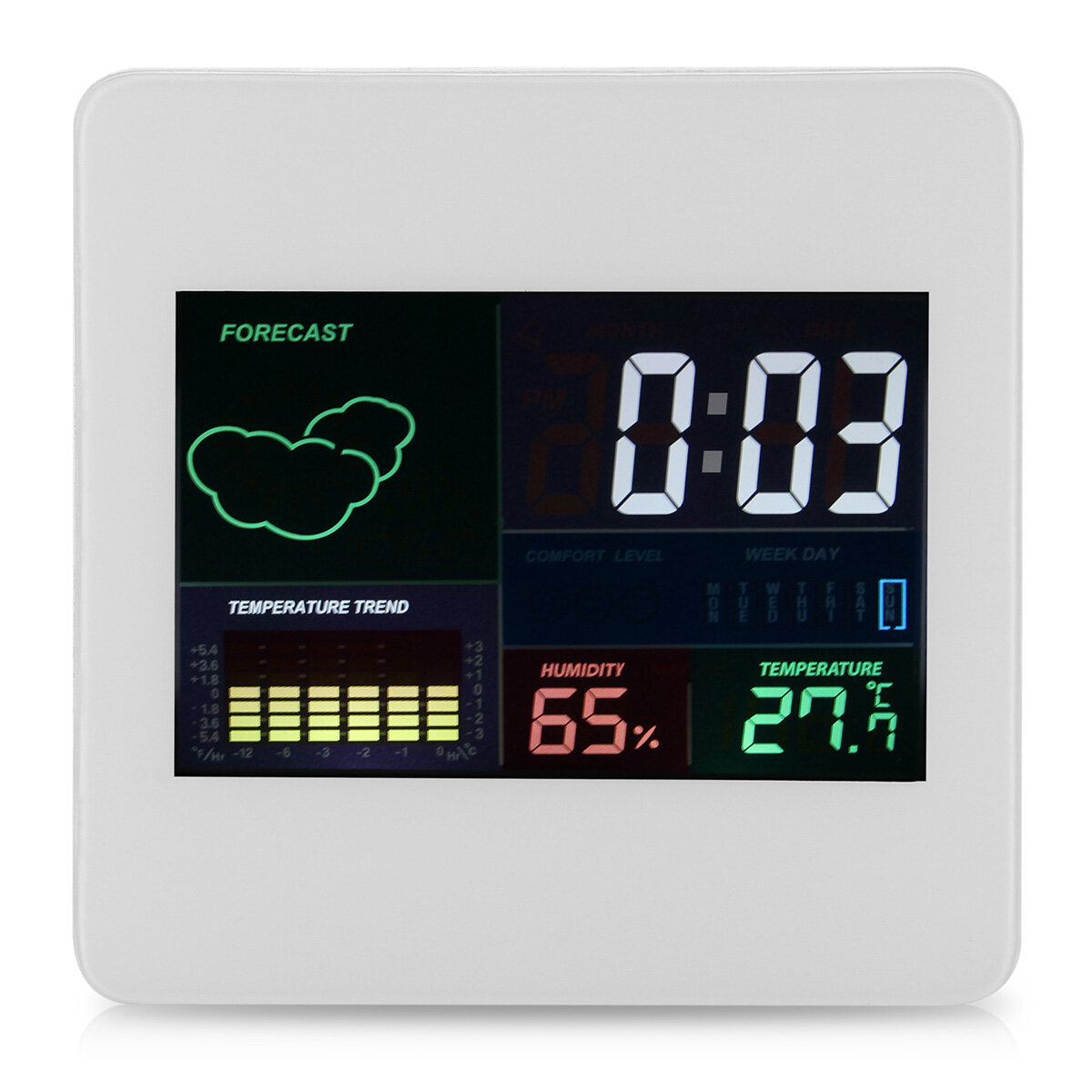 TS-S61 Digitale temperatuur-vochtigheidsklok Draadloze LED-kalenderwekker voor binnen