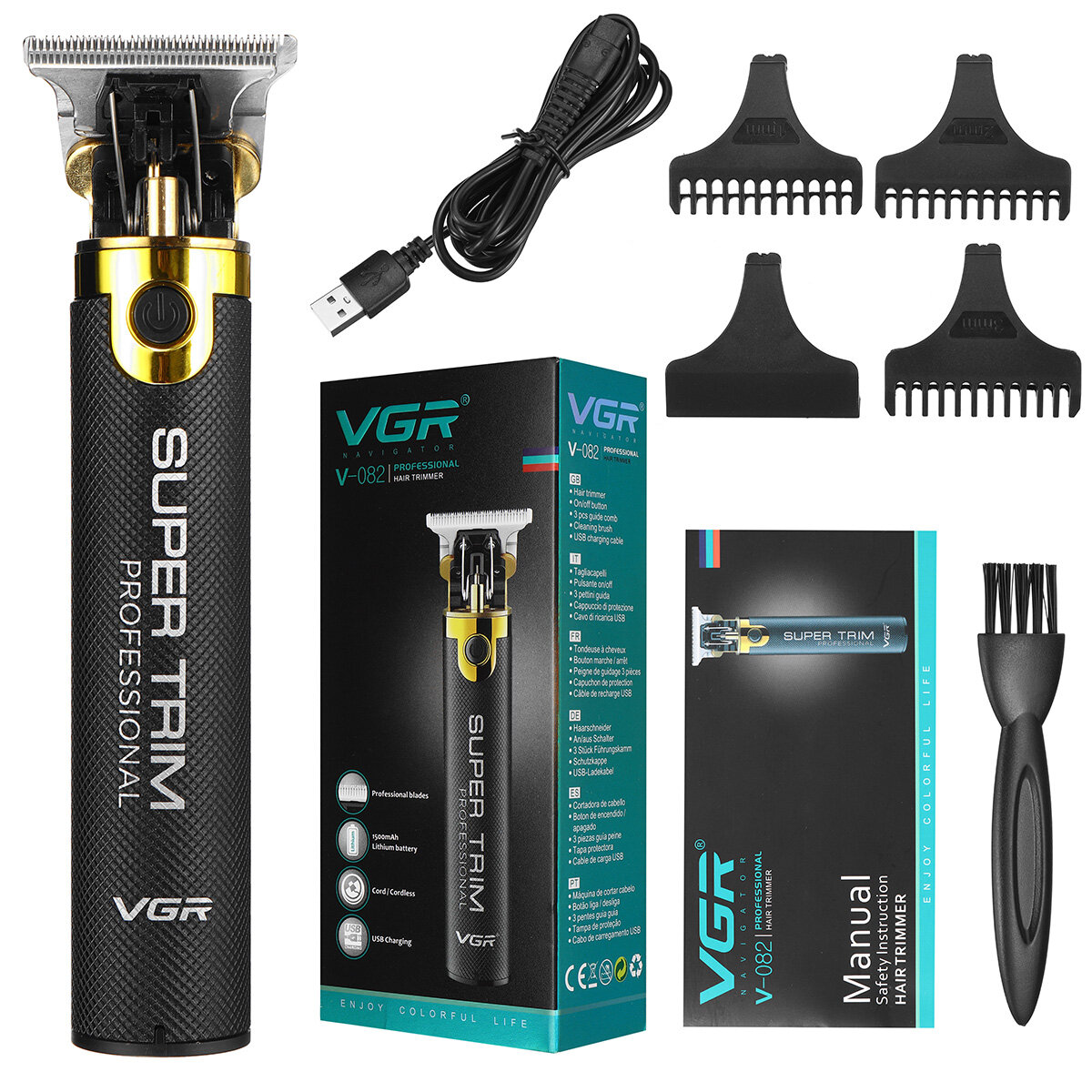 V082 electric hair clipper shaver trimmer usb rechargeable professional ...