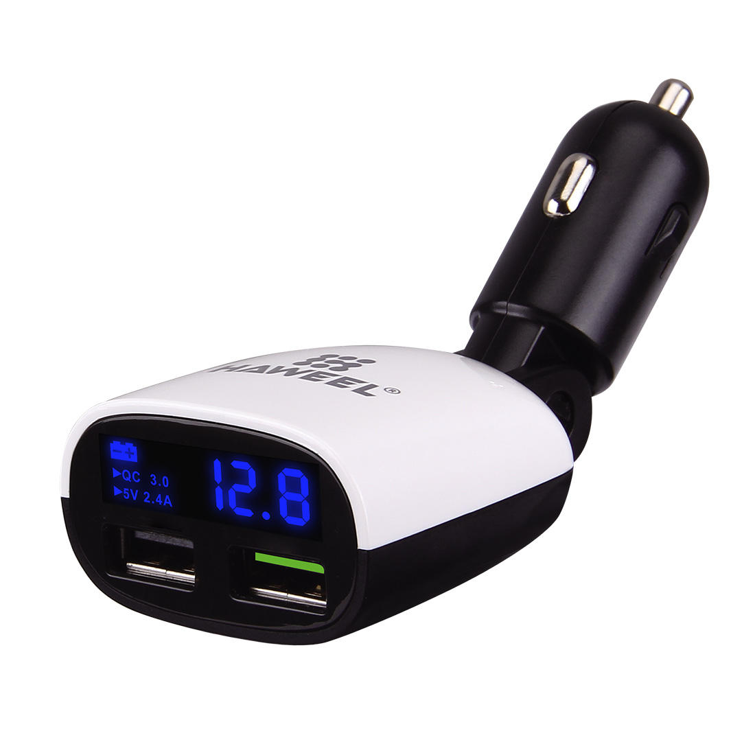 HAWEEL 3.4A 2 Ports USB LED Display Design Car Charger With QC3.0 For iphone7 Samsung S8 6