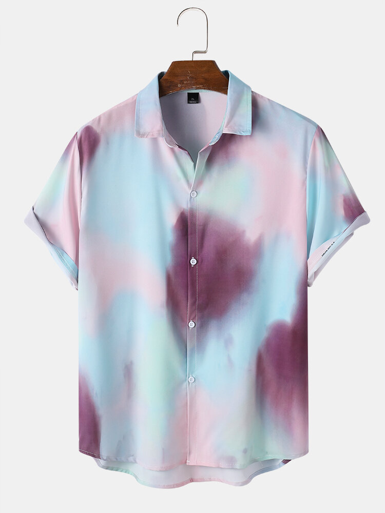 

Mens Causal Tie Dye Colorful Short Sleeve Shirts