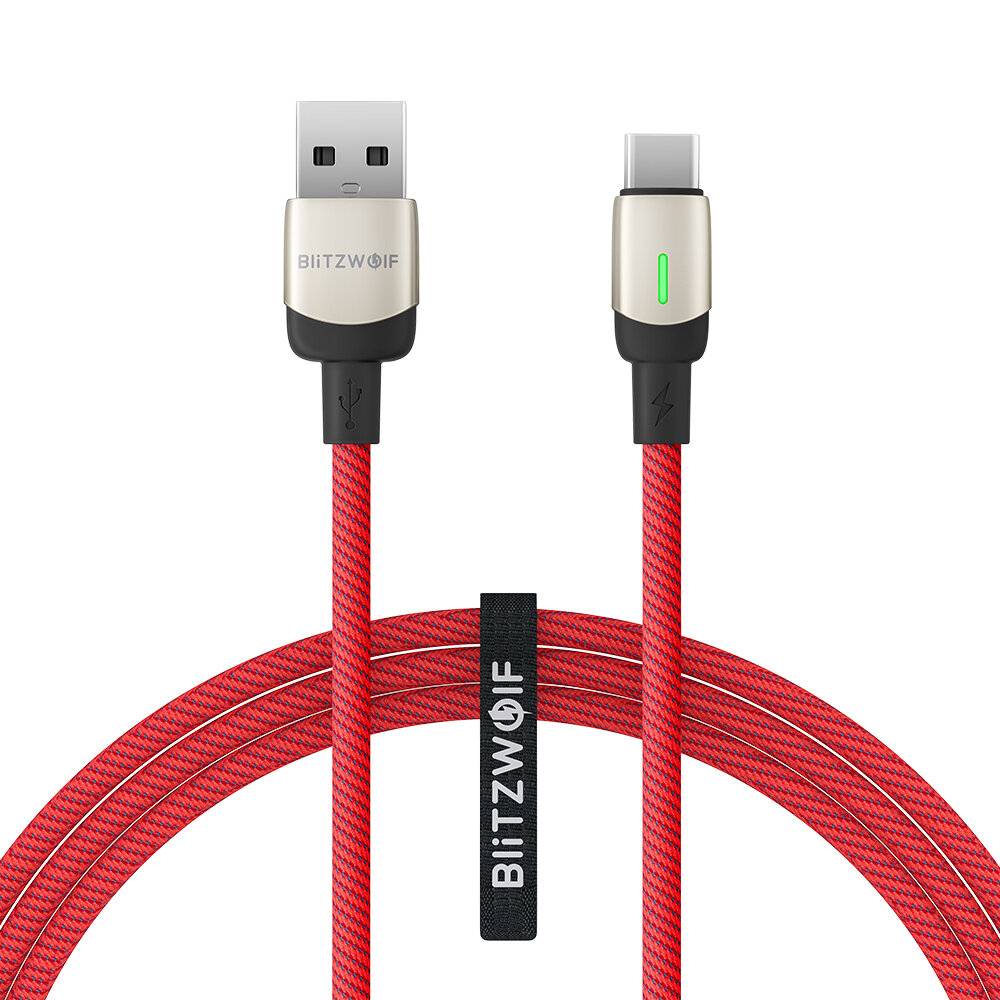 BlitzWolf®BW-TC21 3A LED Type-C Cable Nylon Braided Fast Charging Data Cable 3.3ft/6.6ft with 22 AWG Power + 29 AWG Data for Samsung S20 Xiaomi 9T Note8 Huawei Redmi LG