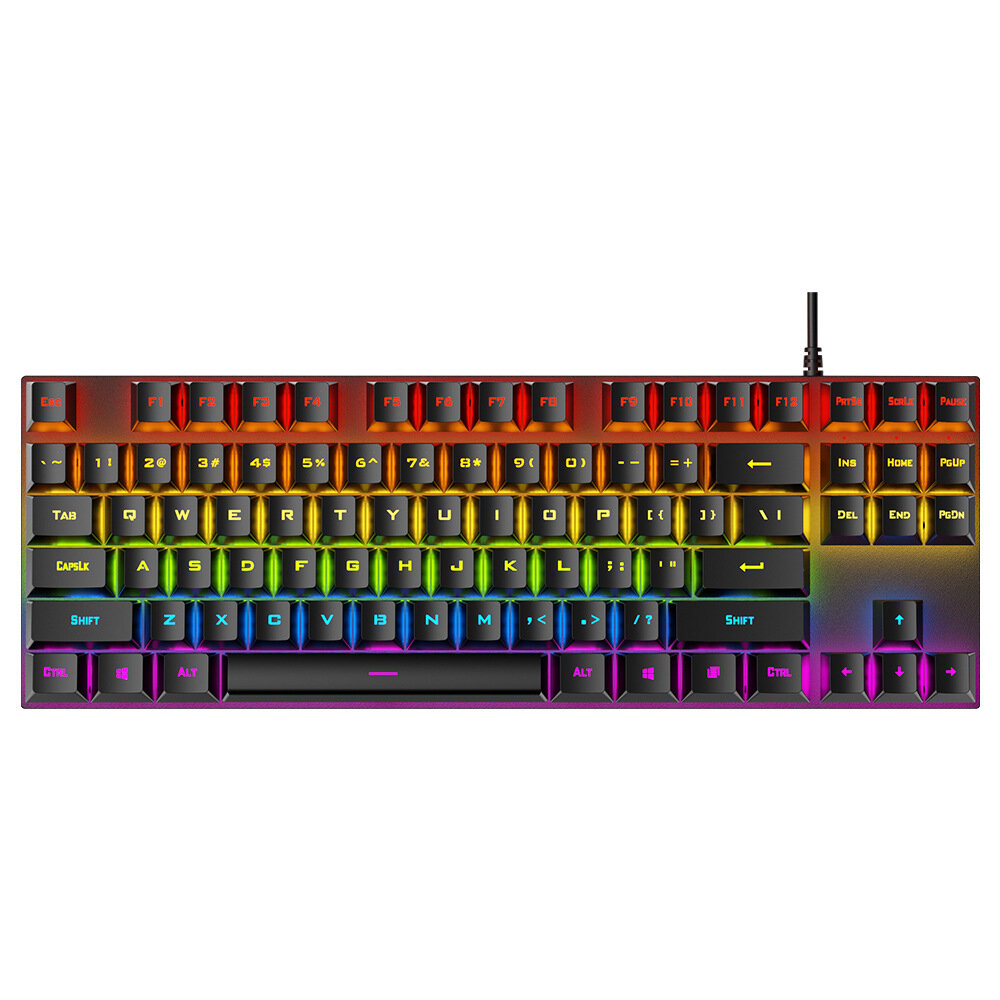 

Т-ВОЛЬФ Т18 Механический Клавиатура 87 клавиш, синий переключатель, полупрозрачные колпачки для клавиш, RGB-подсветка, U