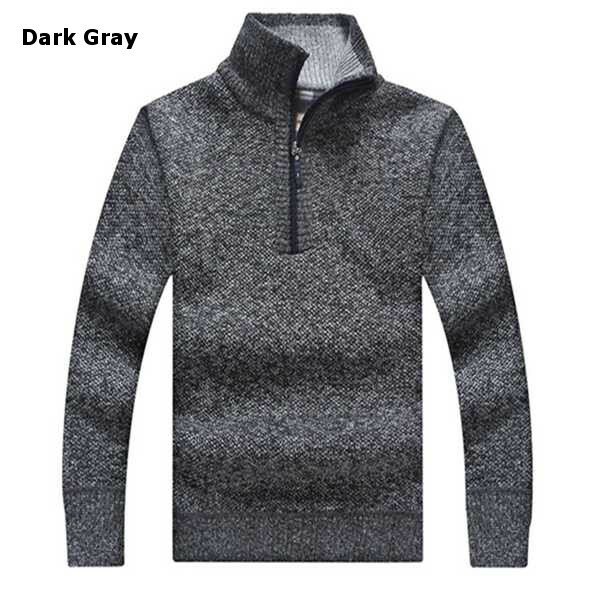 winter mens warm thickened sweaters zipper pullovers stand collar ...