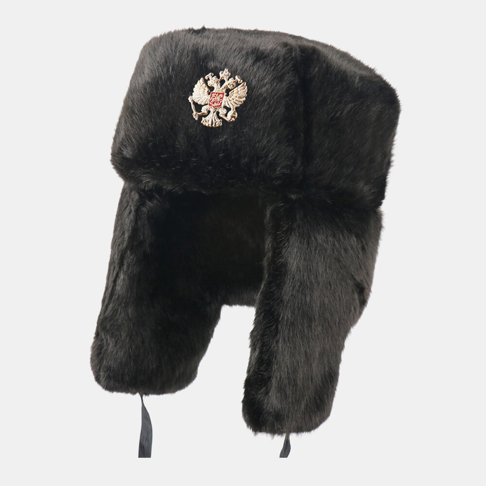 

Unisex Plus Velvet Soviet Badge Warm Windproof Ear Flaps Protection Outdoor Trapper Hat Ushanka Hat