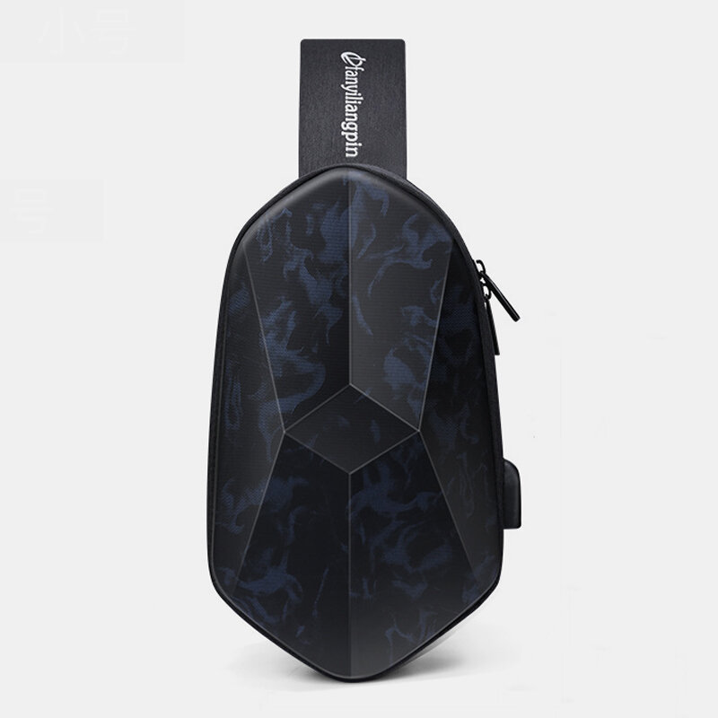 Unisex Classic 3D Rhombus Design USB Charging Chest Bag Multi-pockets Waterproof Wearable All-match 