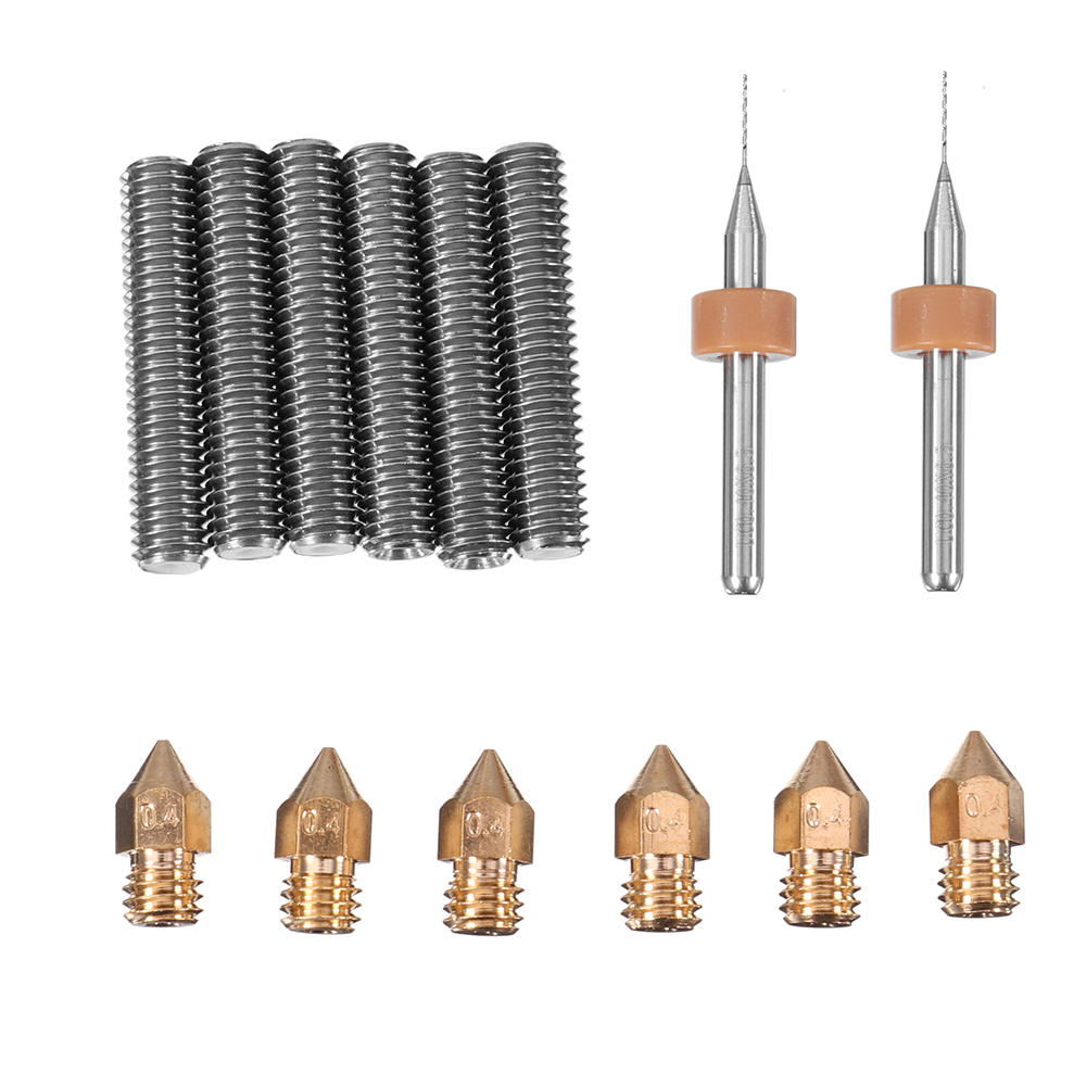 

M6*30mm Throat with PTEF Tube + 0.4mm 1.75mm Brass Nozzle With Cleaning Drill Bit DIY Kitfor 3D Printer