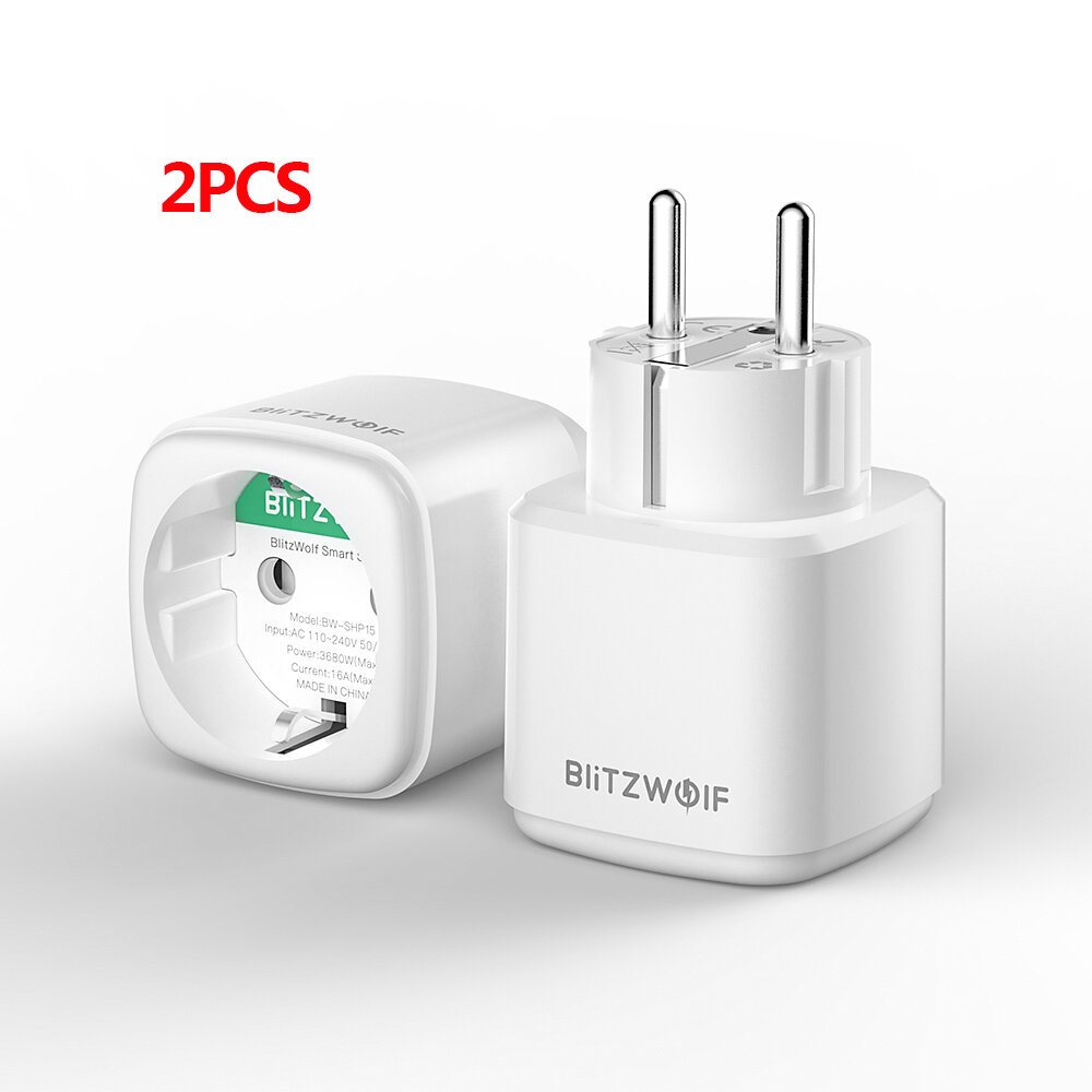 

[2PCS] BlitzWolf® BW-SHP15 ZΙgbee 3.0 16A 3680W Smart Plug Wireless Power Socket Outlet EU Plug APP Remote Control / Voi