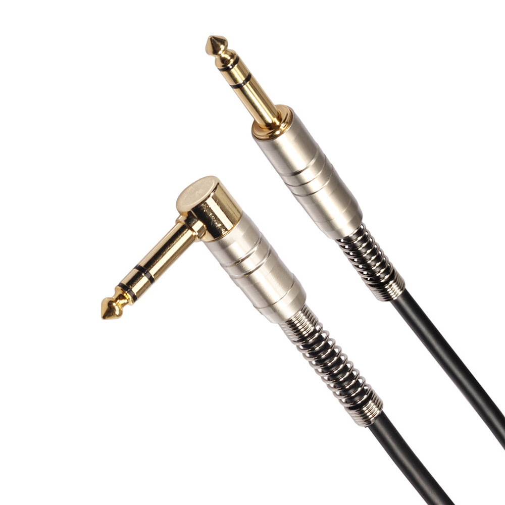 REXLIS 6.35mm Male naar Male Audio Kabel Vergulde Stereo Rechte naar Elleboog Audio Adapter Kabel Co