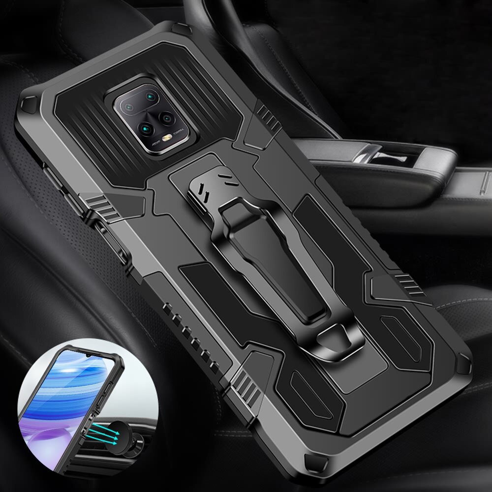 

Bakeey for Xiaomi Redmi Note 9 Pro Max Case Dual-Layer Rugged Armor Magnetic with Belt Clip Stand Non-Slip Anti-Fingerpr