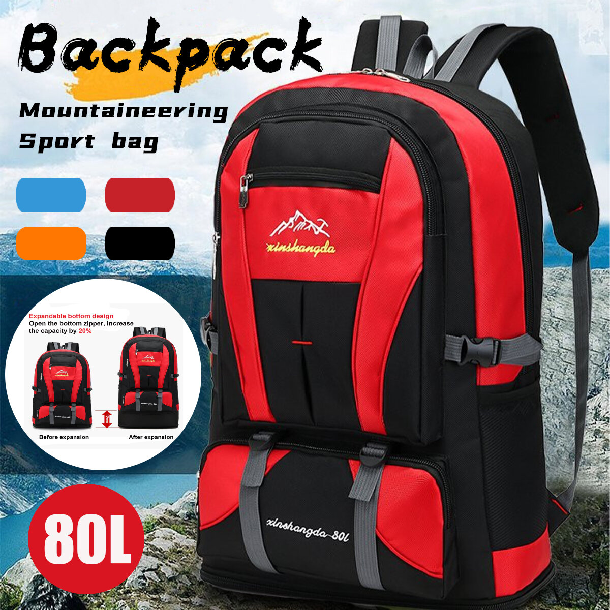 

80L Large Capacity Waterproof Outdoor Sports Macbook Storage Backpack Camping Hiking Travel Bag
