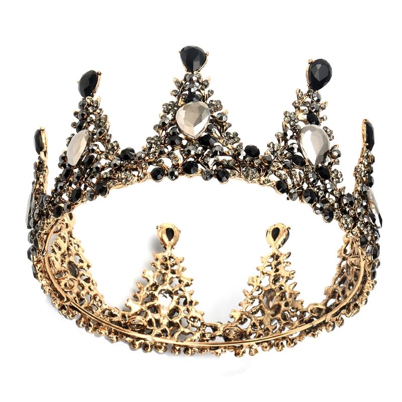 Elegant Bridal Crown Wedding Full Rhinestone Round Tiara Headpiece Hair Jewelry