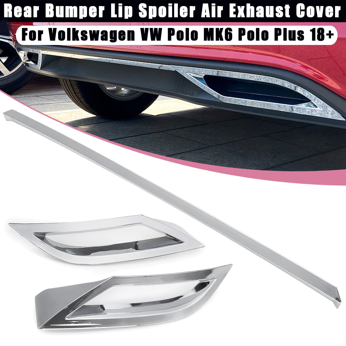 3pcs/Set Rear Bumper Diffuser Lip Spoiler Air Exhaust Strip Cover Trim For VW MK6