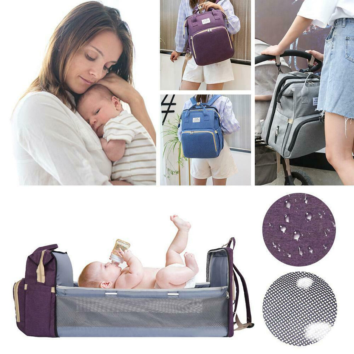 Φορητή τσάντα πάνας Πτυσσόμενη τσάντα ταξιδιού για μωρά Εξωτερική πτυσσόμενη εξωτερική τσάντα μαμά μωρού