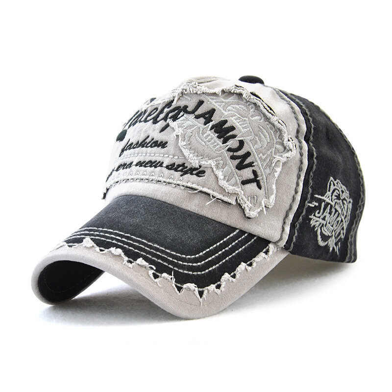 Men Women Canvas Letter Printted Patchwork Peaked Cap