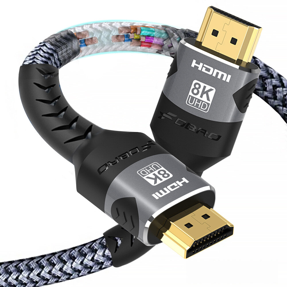 FDBRO 8K HDMI 2.1 Kabel 4K@120Hz 8K@60Hz HDMI2.1 Kabel 48Gbps Adapter voor Video Kabel PC Laptop TV 