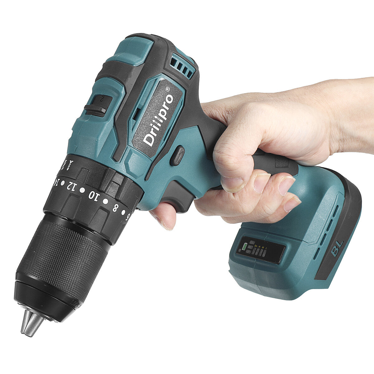 Drillpro 10mm/13mm Cordless Brushless Impact Drill Driver Rechargable Electric Screwdriver Driver Fi