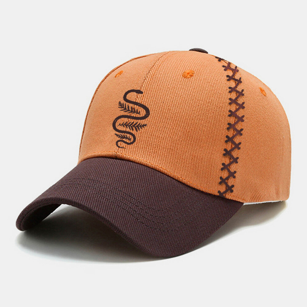 Men Baseball Cap Polyester Cotton Snake Leaves Embroidery Stitches Color-match Patchwork Casual Sunshade Baseball Cap