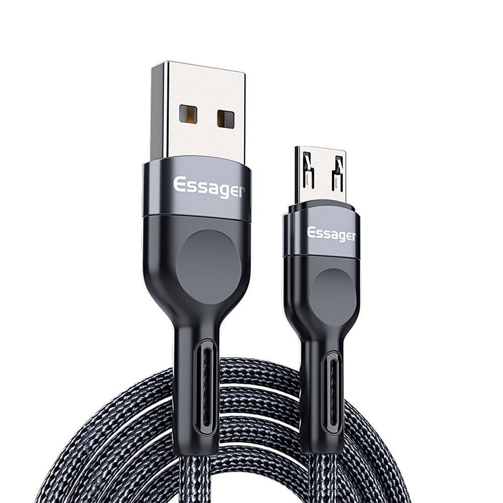 

ESSAGER 2.4A USB-A to Micro USB Cable QC2.0 Huawei FCP Fast Charging Data Transmission High-density Weave Core Line 2M/3