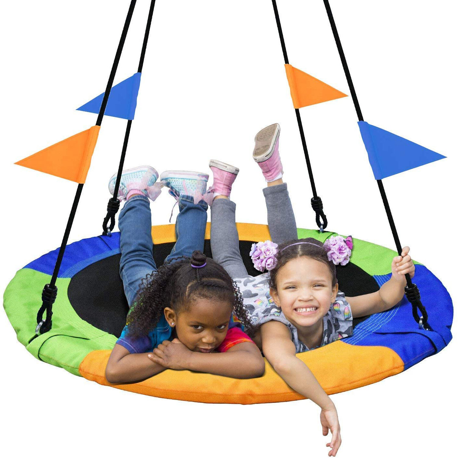 Huśtawka IPRee® 40 cali 900D Saucer Tree Swing o nośności 660 funtów z 2 regulowanymi wielowłóknistymi linami Wytrzymałe siedzenie huśtawki na kemping dla dzieci i dorosłych.