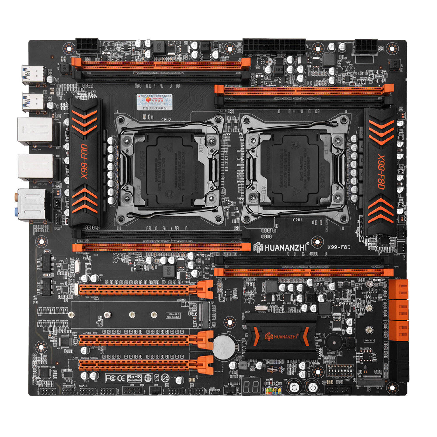 

HUANANZHI X99DUAL-F8D Motherboard Intel Dual CPU X99 LGA 2011-3 E5 V3 DDR4 RECC 256GB M.2 NVME NGFF USB3.0 E-ATX Server