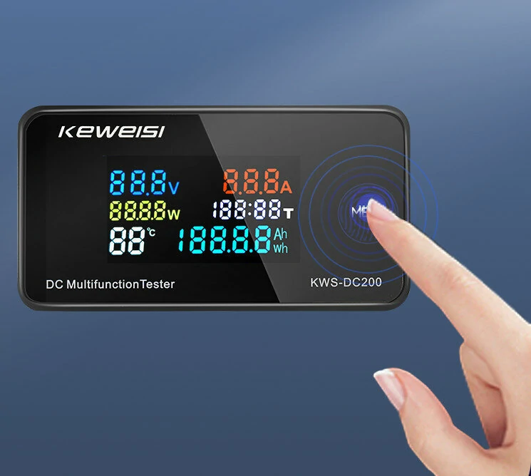 KWS DC200 0 200V 0 100A DC Digital Display Voltage and Current Meter Color Screen Power Tempterature Tester Timer