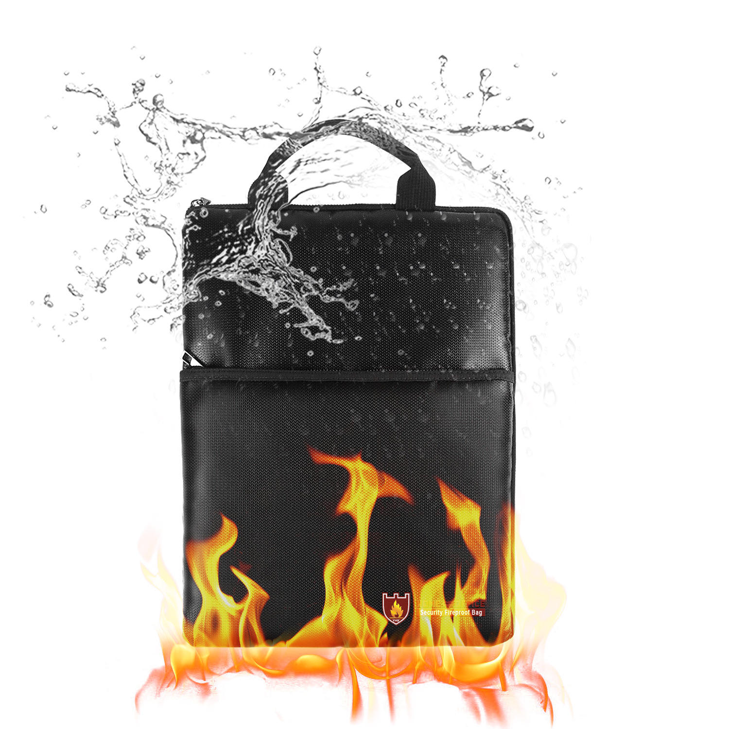 IPRee® Fireproof وثيقة حقيبة يد آمنة ضد للماء الأعمال حقيبة الملفات مجلد حامل التخزين للحصول على بطاقات البنك النقدية النقدية