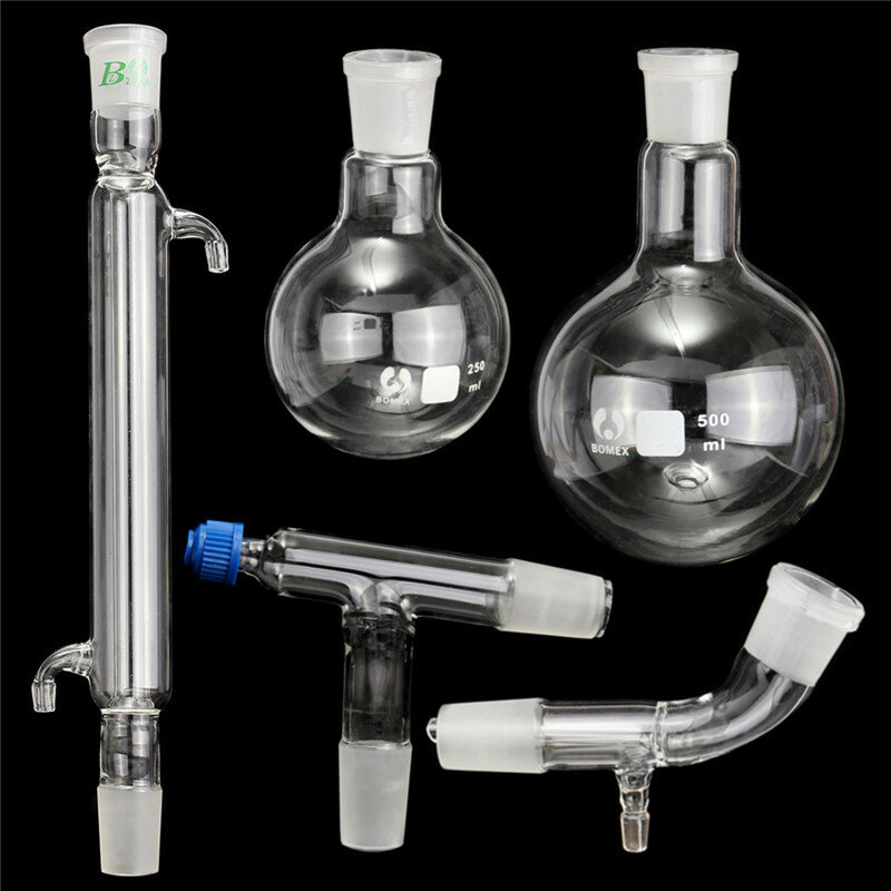 unità 2L kit vetreria da laboratorio vetro distillazione Apparatus,24/29 Mxbaohengn 2000 ml 