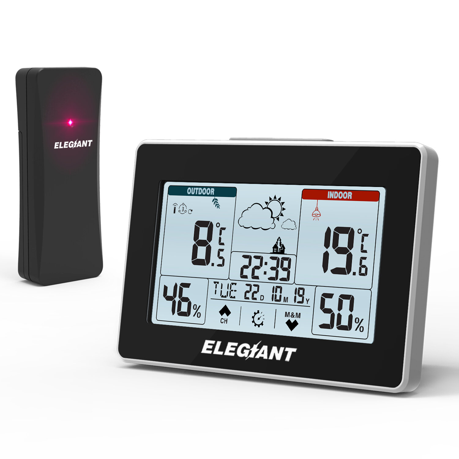 

ELEGIANT EOX-9906 Multifunctional Weather Station Clock Electronic Alarm Clock Indoor Outdoor Thermometer Hygrometerumid