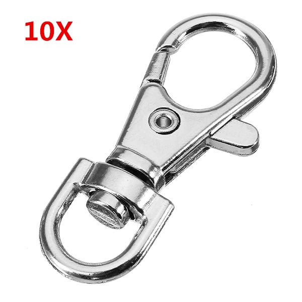 10Pcs 38mm Silver Zinc Alloy Swivel Lobster Claw Clasp Snap Hook with 8mm Round Ring