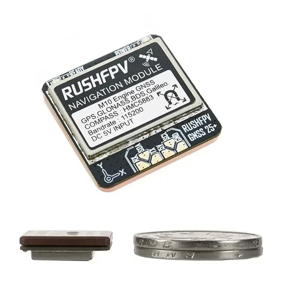 

RUSHFPV GNSS PRO UBX NMEA M10 Dual Protocol GPS Module Built-in Ceramic Antenna 5883 Compass for RC Airplane Car FPV Rac